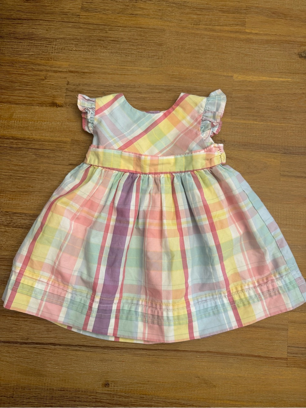 Pastel Plaid Cotton Sundress for Girls - Pink, Yellow & Blue